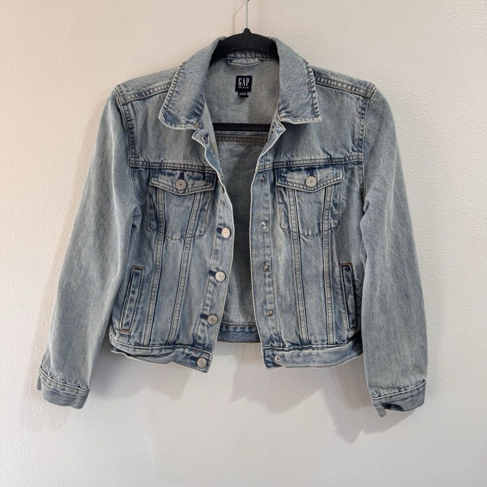 Gap Jean Jacket Girls XXL Denim Blue Light Wash Silver Buttons 100% Cotton